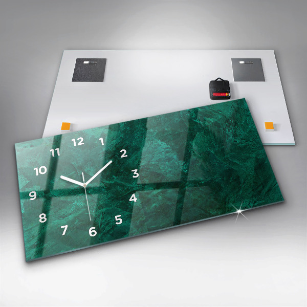 Glass wall clock rectangular Emerald wall