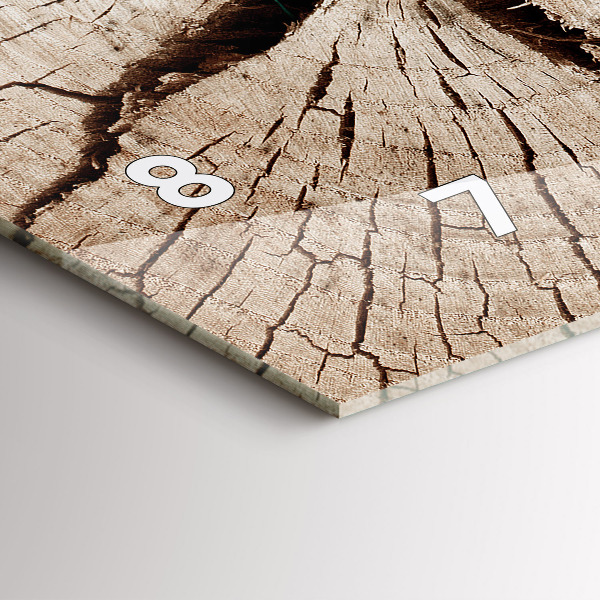 Glass wall clock rectangular Old wood stump