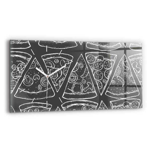 Glass wall clock rectangular Painted pizza