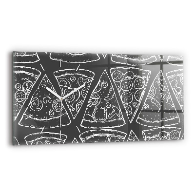 Glass wall clock rectangular Painted pizza
