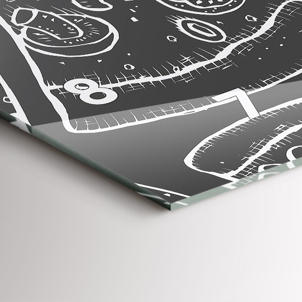 Glass wall clock rectangular Painted pizza