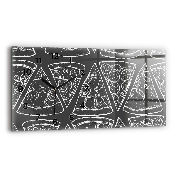 Glass wall clock rectangular Painted pizza