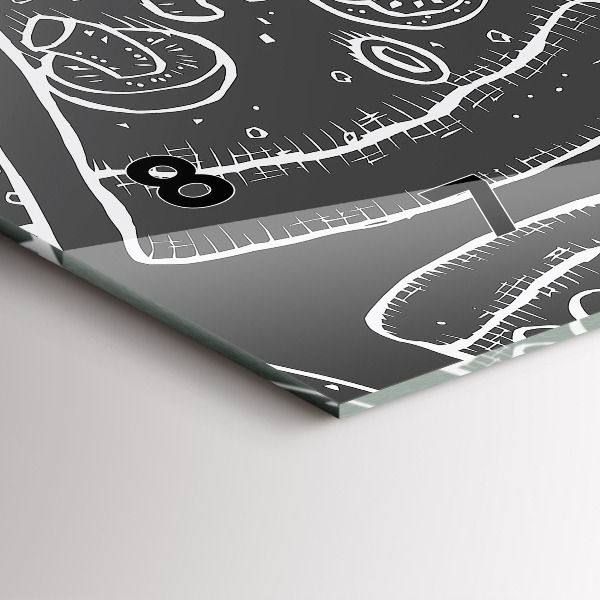 Glass wall clock rectangular Painted pizza