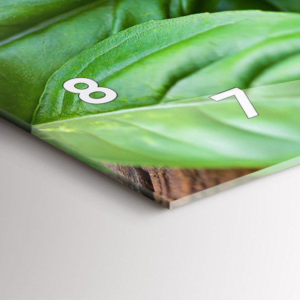 Glass wall clock rectangular Basil leaves
