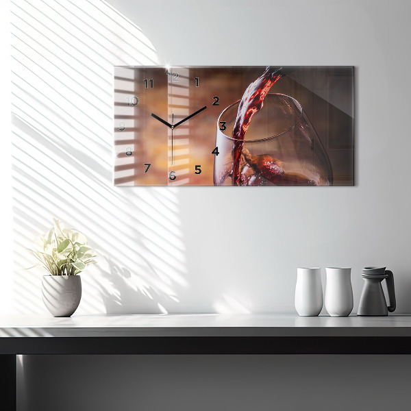 Glass wall clock rectangular A glass of wine