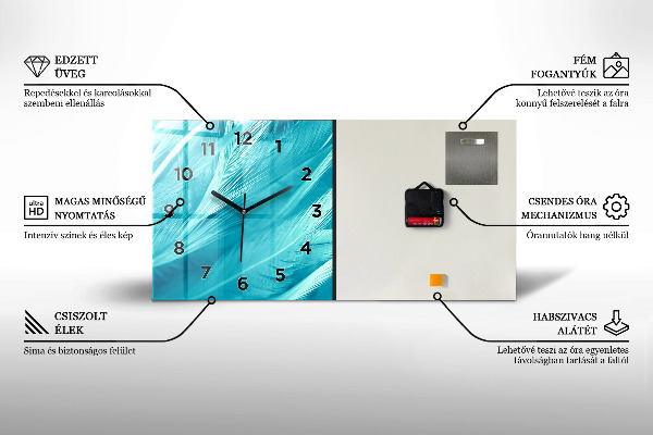 Glass wall clock rectangular A glass of wine