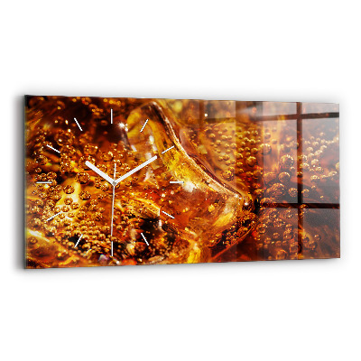 Glass wall clock rectangular Close-up of the drink