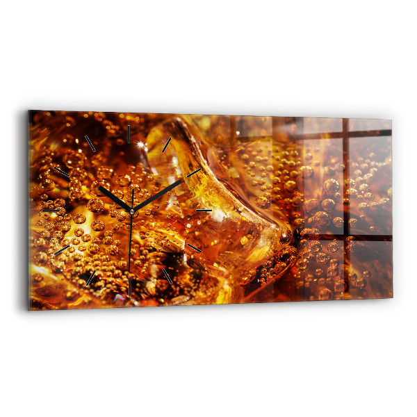 Glass wall clock rectangular Close-up of the drink