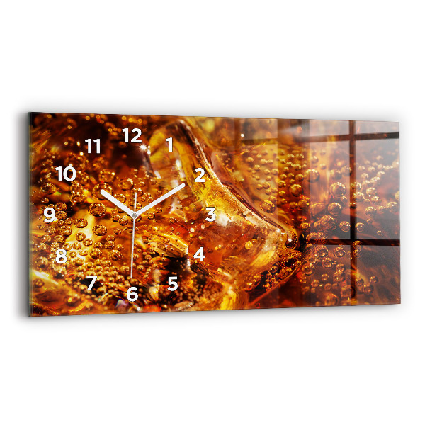 Glass wall clock rectangular Close-up of the drink