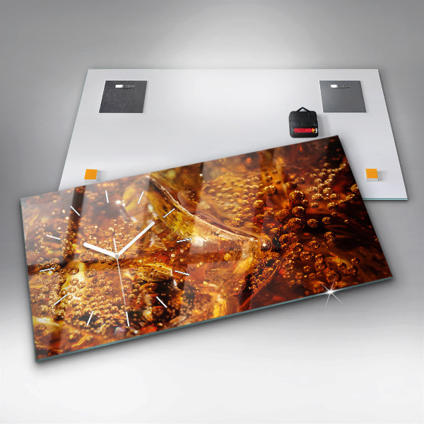 Glass wall clock rectangular Close-up of the drink