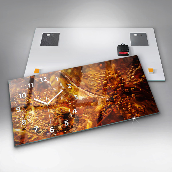 Glass wall clock rectangular Close-up of the drink