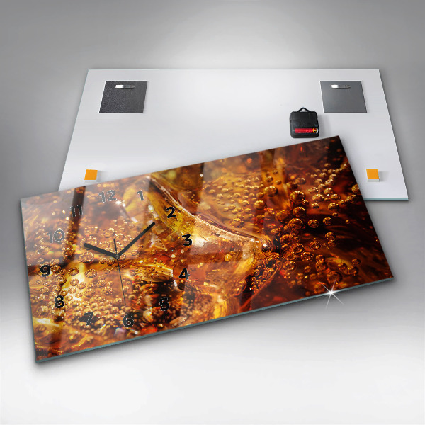 Glass wall clock rectangular Close-up of the drink