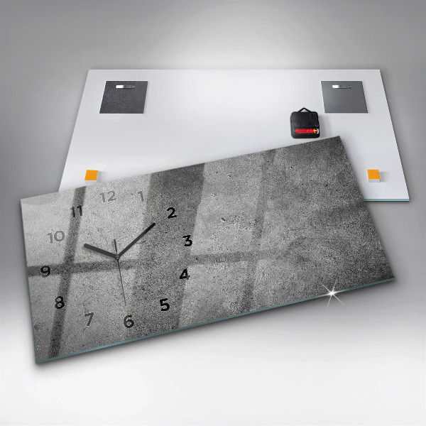 Glass wall clock rectangular Industrial wall