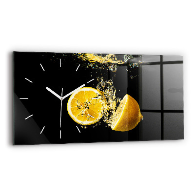 Glass wall clock rectangular Lemons
