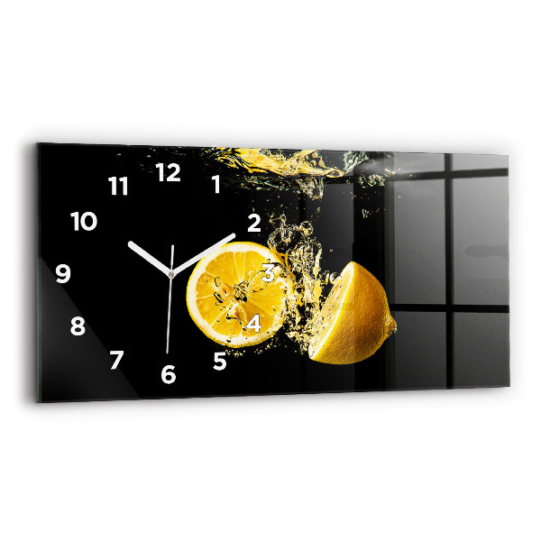 Glass wall clock rectangular Lemons