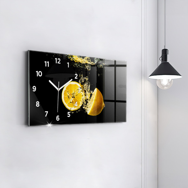Glass wall clock rectangular Lemons