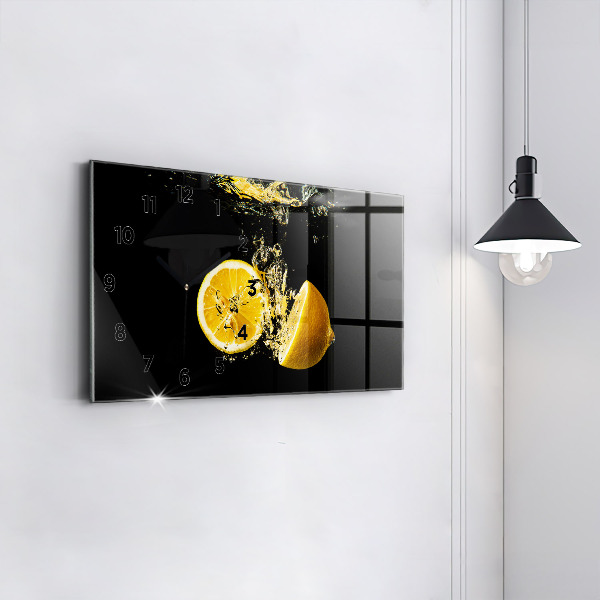 Glass wall clock rectangular Lemons