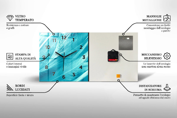 Glass wall clock rectangular Lemons