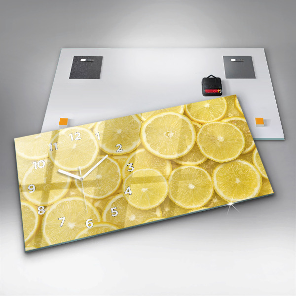 Glass wall clock rectangular Lemon slices