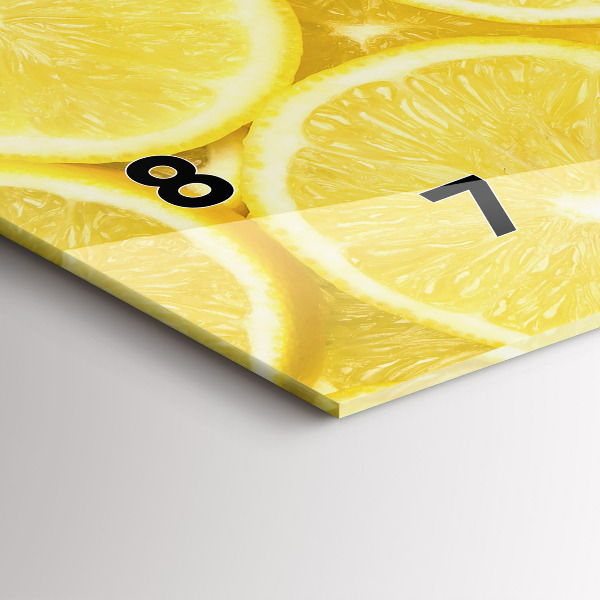 Glass wall clock rectangular Lemon slices