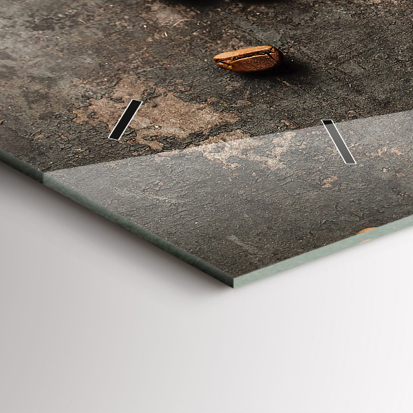 Glass wall clock rectangular A bag of coffee beans