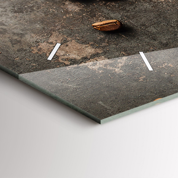 Glass wall clock rectangular A bag of coffee beans