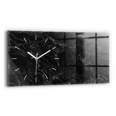 Glass wall clock rectangular Dark marble