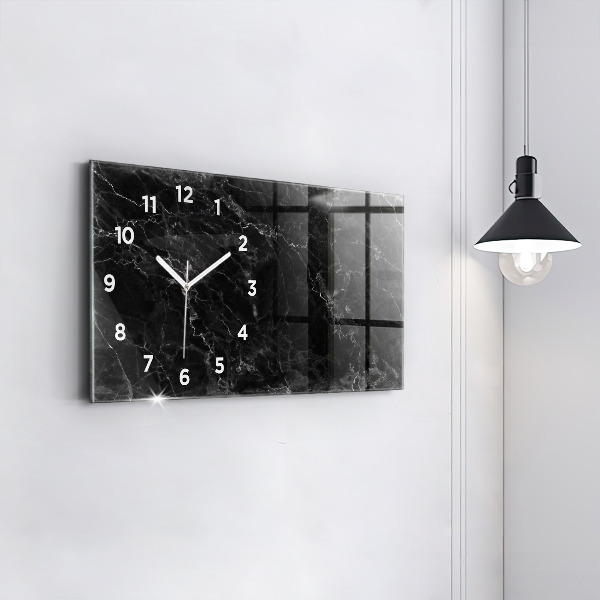 Glass wall clock rectangular Dark marble