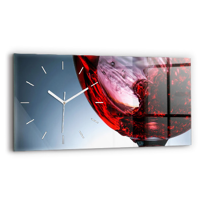 Glass wall clock rectangular Glass of wine