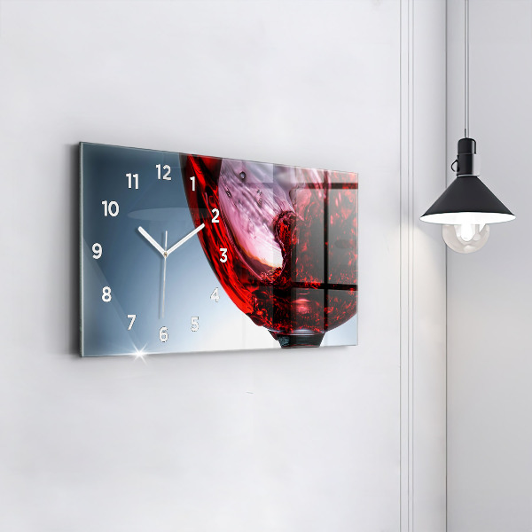 Glass wall clock rectangular Glass of wine