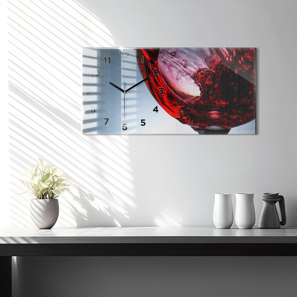 Glass wall clock rectangular Glass of wine