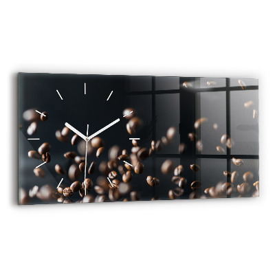 Glass wall clock rectangular Coffee beans