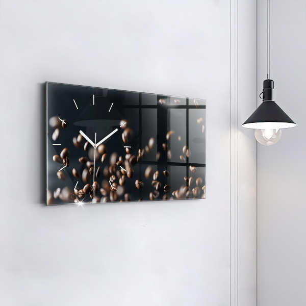 Glass wall clock rectangular Coffee beans