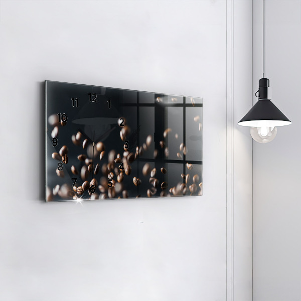 Glass wall clock rectangular Coffee beans