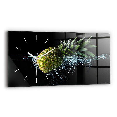 Glass wall clock rectangular Pineapple