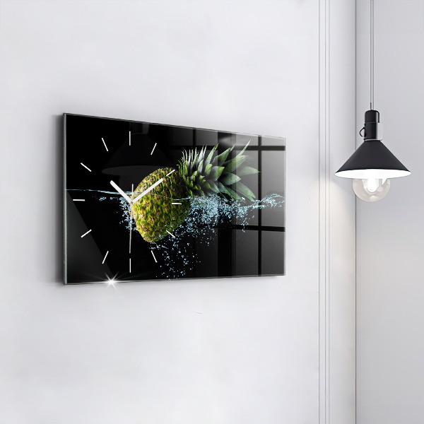 Glass wall clock rectangular Pineapple