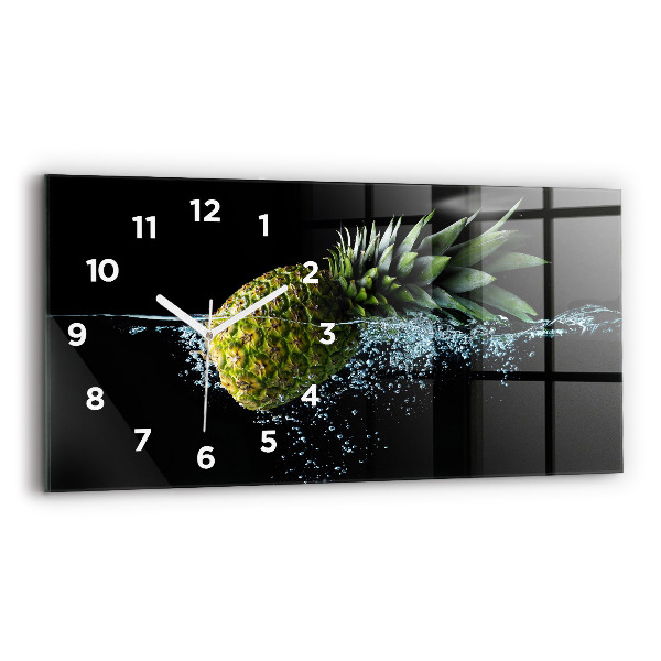 Glass wall clock rectangular Pineapple