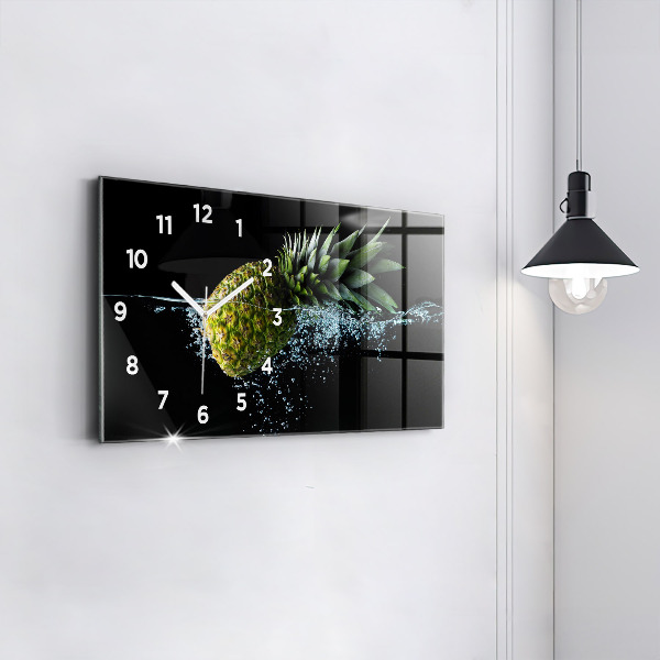 Glass wall clock rectangular Pineapple