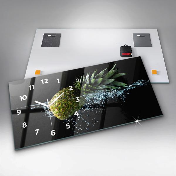 Glass wall clock rectangular Pineapple