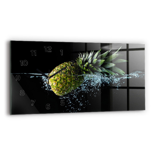 Glass wall clock rectangular Pineapple