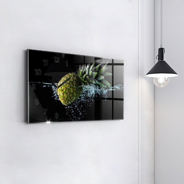 Glass wall clock rectangular Pineapple
