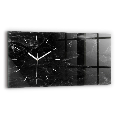 Glass wall clock rectangular Black marble