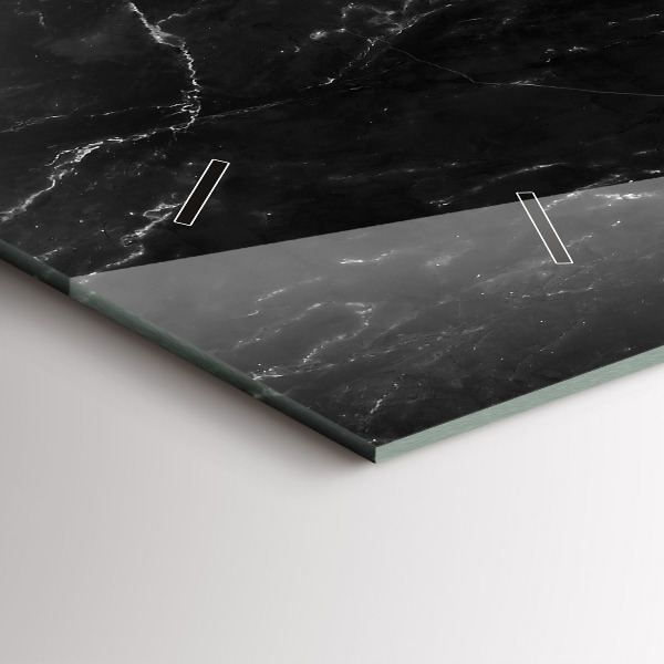 Glass wall clock rectangular Black marble