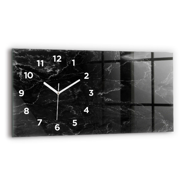 Glass wall clock rectangular Black marble
