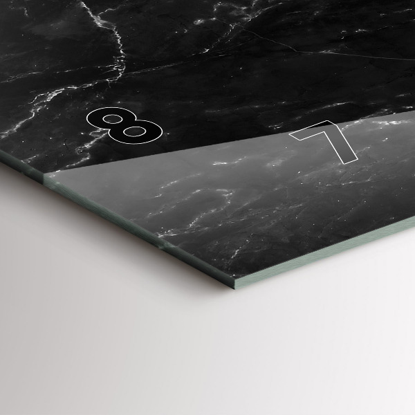 Glass wall clock rectangular Black marble