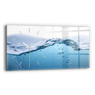 Glass wall clock rectangular Close-up of water