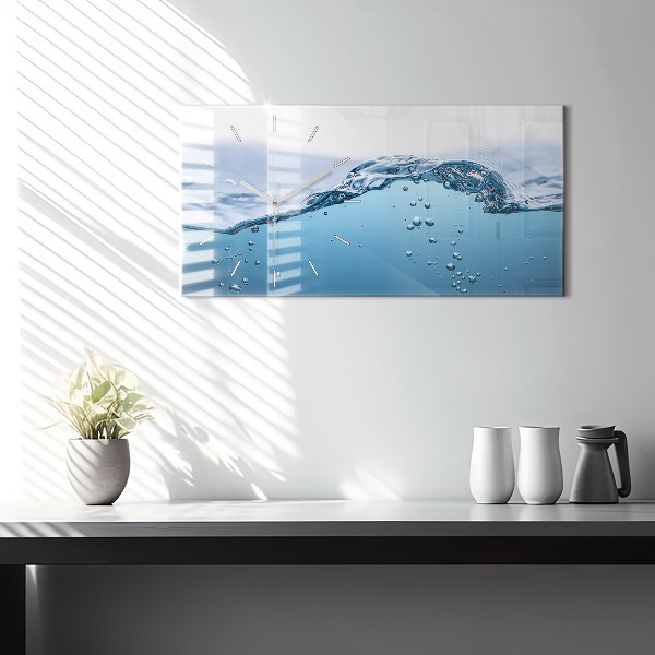 Glass wall clock rectangular Close-up of water
