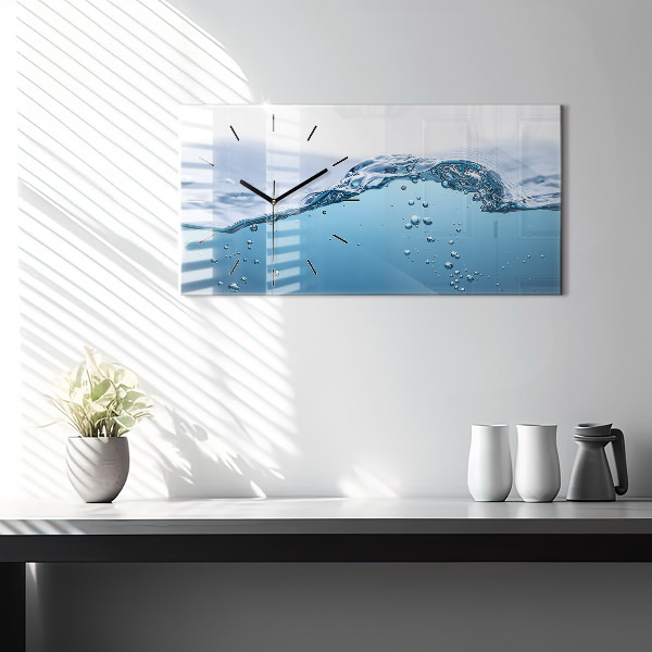 Glass wall clock rectangular Close-up of water