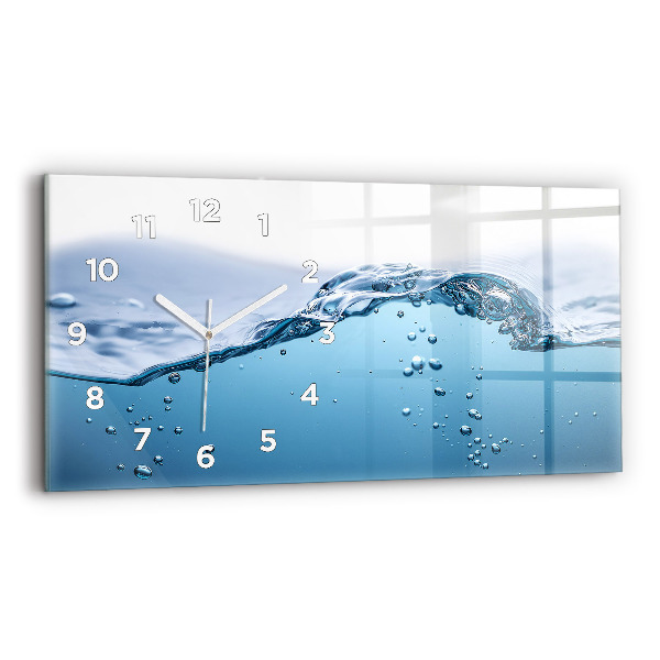 Glass wall clock rectangular Close-up of water