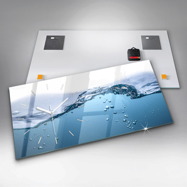 Glass wall clock rectangular Close-up of water